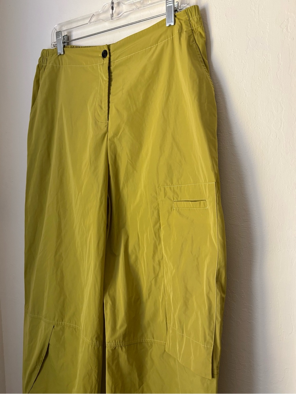 Sun Kim Parachute Pants Size Large Chartreuse Artsy Lagenlook Travel Packable - Picture 2 of 10